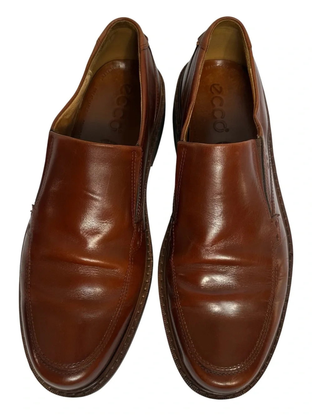 ECCO Men's Cognac Holton Slip-On Leather Business Loafers-Size 44 US 10/10.5